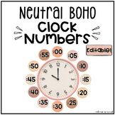 Neutral Boho Clock Numbers Display | Classroom Decor | Mat