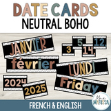 Neutral Boho Date Cards (French & English)