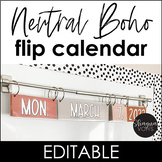 Neutral Boho Flip Calendar Editable