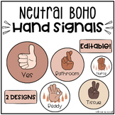 Neutral Boho Hand Signal Posters for Classroom Management 