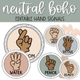 Neutral Boho Hand Signals Classroom Decor