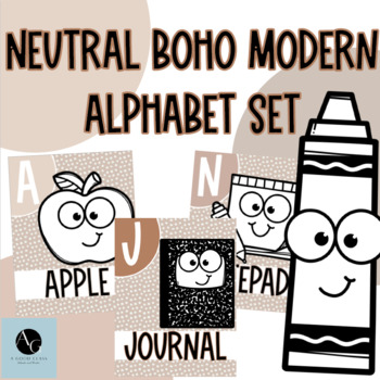 Preview of Neutral Boho Modern Alphabet Posters- Neutral Boho Modern