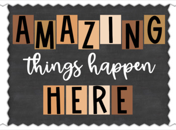 Preview of Neutral Boho Modern Amazing Things Happen Here Bulletin Board and Door Kit
