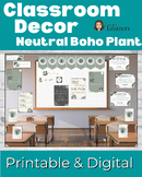 Neutral Boho Plant Classroom Decor: Posters Labels Calenda