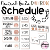 Neutral Boho Rainbow Daily Schedule Time Cards | Editable