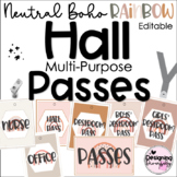 Neutral Boho Rainbow Hall Multi-Purpose Passes | EDITABLE