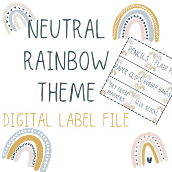 Preview of Neutral Boho Rainbow Label File