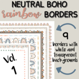 Neutral Boho Rainbow Page Borders/Frames Vol. 1 | Commercial Use