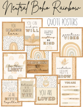 Neutral Boho Rainbow Quote Posters by Miss Miller Creations Shop