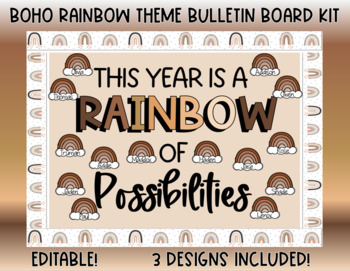 Preview of Neutral Boho Rainbow of Possibilities Bulletin Board/ Door Kit- Modern Boho