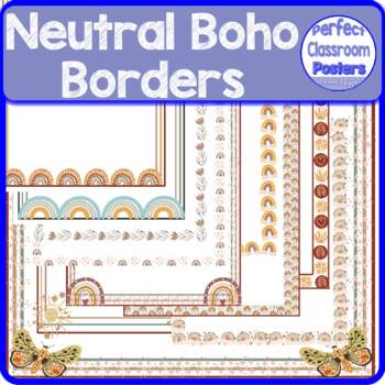 Preview of Neutral Boho Rainbows Flowers Borders and Frames Commercial Use Clip Art