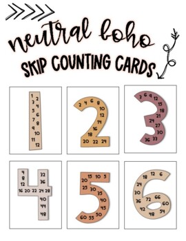 Preview of Neutral Boho Skip Counting Posters