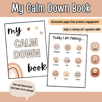 Preview of Neutral Boho Rainbow Calm Down Book