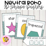 Neutral Boho Theme Classroom Decor 2D Shape Posters