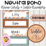 Neutral Boho Theme Classroom Decor Editable Name Tags and 