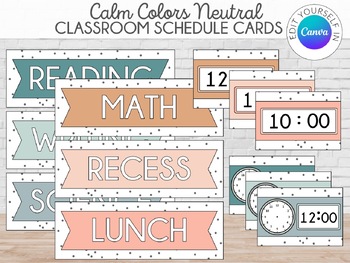 Preview of Neutral Calming Colors Classroom Schedule | Editable Printable Schedule