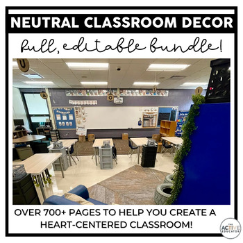 Preview of Neutral Classroom Decor Pack | Editable Classroom Decor Bundle