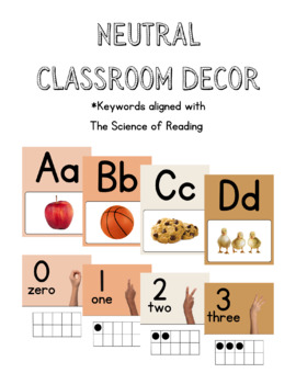 Preview of Neutral Classroom Posters Alphabet & Numbers - 20 SOR*