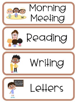 Neutral Classroom Schedule Cards by Kinders and Coffee with Ashley