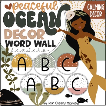 Preview of Neutral Classroom Decor // calming colors boho ocean word wall headers