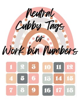 Preview of Neutral Cubby or Work bin Numbers Classroom Decor