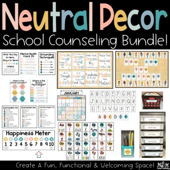 Preview of Neutral Decor School Counseling Office Bundle / Psychologists & Social Workers