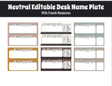 Neutral Editable Desk Name Plates (with French Resources)