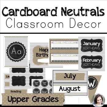 Preview of Neutral Farmhouse Classroom Decor Back to School - Upper Grades