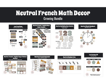 Preview of Neutral French Math Decor Bundle
