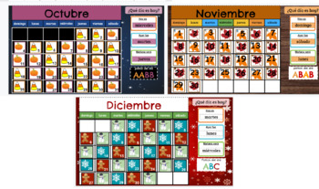 Preview of Neutral Google Slides Spanish Calendar (Oct,Nov,Dec)