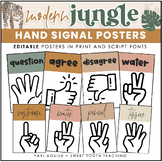 Neutral Hand Signal Posters | Modern Jungle Theme Classroo