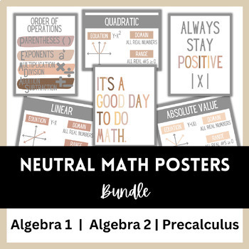 Preview of Neutral High School/Middle School Math Classroom Posters - Bundle