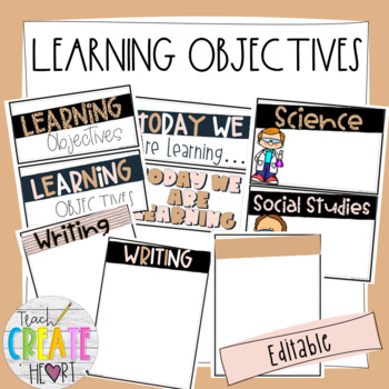 Preview of Neutral Learning Objectives || Bulletin Board || Objectives Board || EDITABLE
