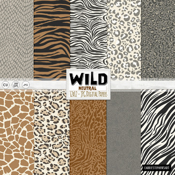 Wild Jungle Animal Prints Digital Paper Pack 10 Digital 