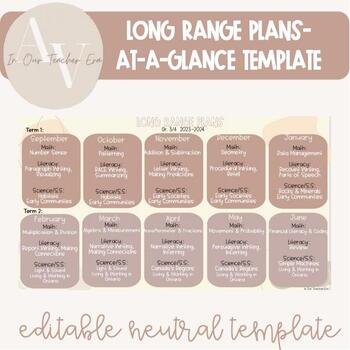 Preview of Neutral Long Range Plans At-A-Glance *EDITABLE TEMPLATE*