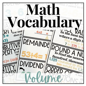 Preview of 5th Grade Math Vocabulary- Volume