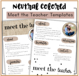 Neutral Meet the Teacher Templates Editable Spanish and English