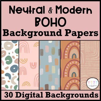 Preview of Neutral & Modern BOHO Backgrounds- Digital Papers for Google Slides & Powerpoint