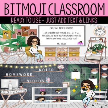 Preview of Neutral Modern Bitmoji Virtual Classroom for any Grade Level/Subject