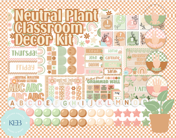 Preview of Neutral Plant Classroom Decor Kit