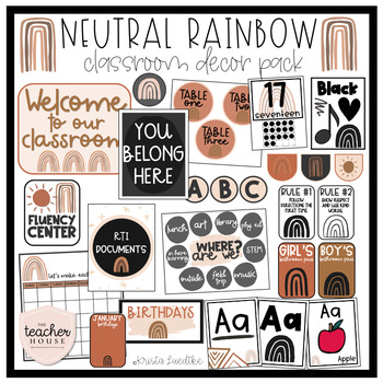 Neutral Rainbow Classroom Decor Pack by The Teacher House | TPT