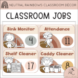 Neutral Rainbows CLASSROOM JOBS | EDITABLE