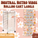 Neutral Retro Vibes Rolling Cart Labels 