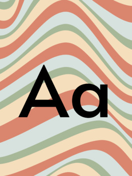 Preview of Neutral Retro Waves Alphabet Posters | Classroom Decor | ABCs | A to Z | Groovy