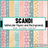 Neutral Scandi Paper and Backgrounds, Watercolor Scandi Clipart