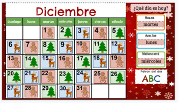 Preview of Neutral Spanish December Google Slide Calendar