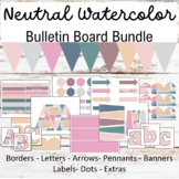 Neutral Watercolor Bulletin Board Decor Bundle Middle High School