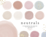 Neutral Watercolor Circles Blobs Dots