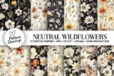 Neutral Wildflowers Seamless Patterns