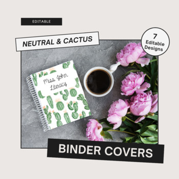 Preview of Neutral and Cactus Editable Binder Covers